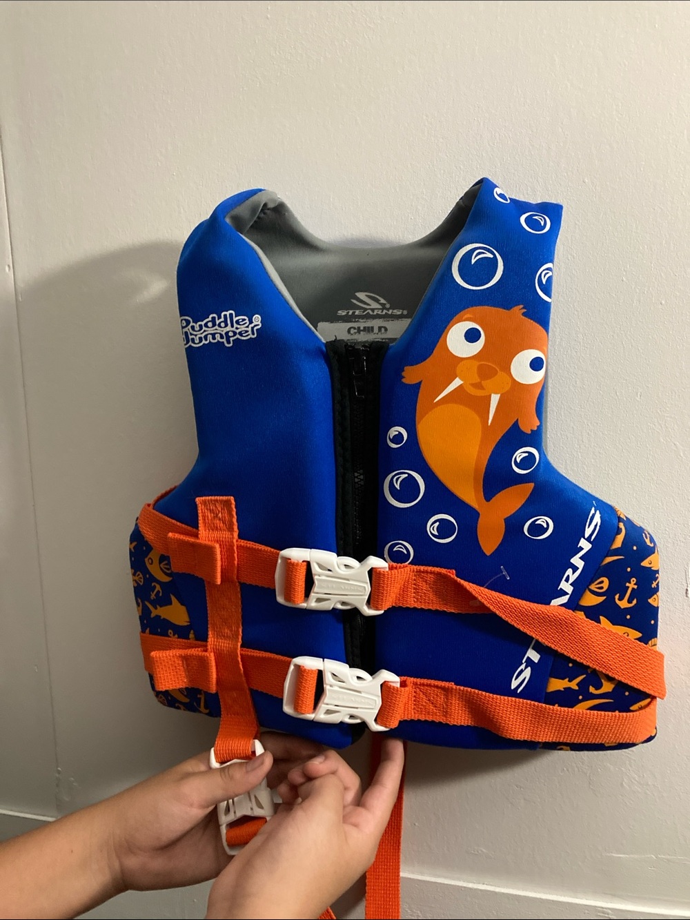 Puddle Jumper Kids' Swim Vest in Bright Blue & Orange